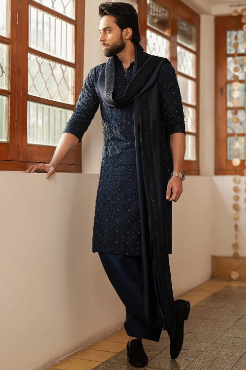 Black Kurta And Pyjama For Men