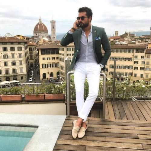 Dark Green Blazer For Men