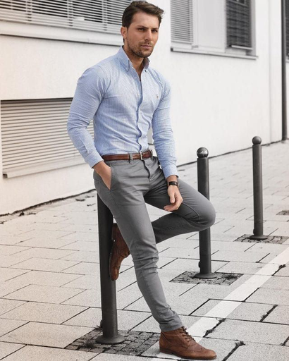 Check Sky Blue Shirt For Men