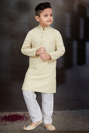 Light Yellow kurta pyjama for Boys