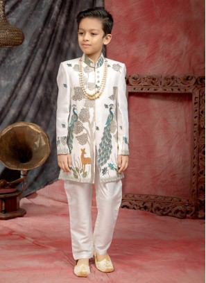 White Kurta Pyjama For Boys