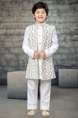 white Kurta Pyjama for boys