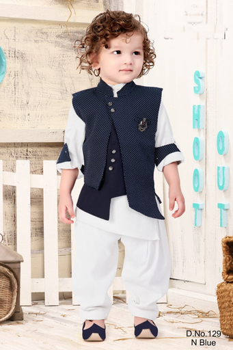 Black Jacket and Kurta Pyjama  For Kids