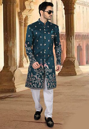 Dark Green Kurta Pyjama For Men