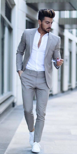 Grey Combo Of Blazer And Pant