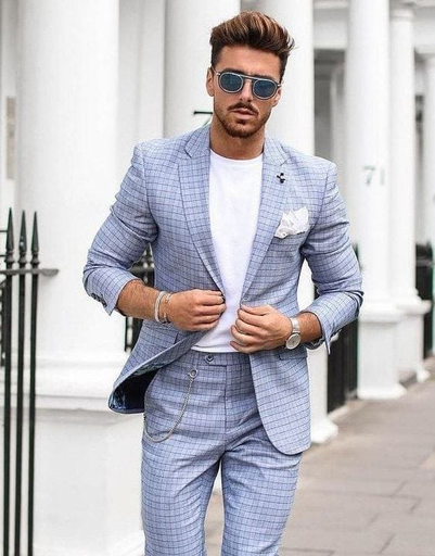 Light Blue Blazer And Pant For Men