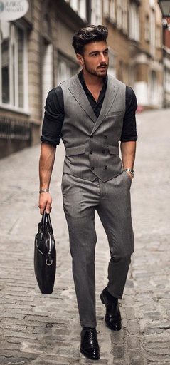 Grey Coat And Pant For Men